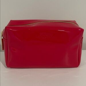 LANCÔME hot pink patent cosmetic case make up bag toiletries bag gold zipper
